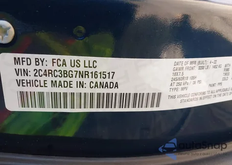 2022 Chrysler Pacifica Touring L Awd из США, поврежденный, VIN 2C4RC3BG7NR161517